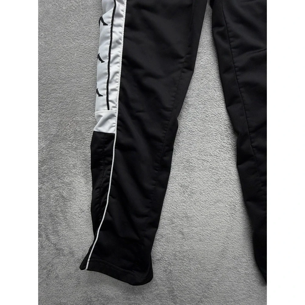 Kappa‎ Pants Mens S Black Track Pants Slim Tapered Side Stripe Tear Away